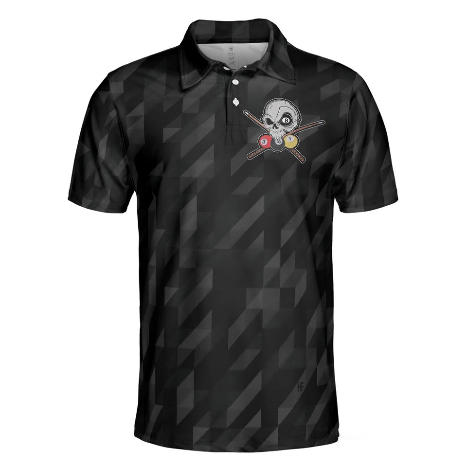Billiards Polo Shirt Once You Touch My Balls Funny Shirt Black Skull Adult