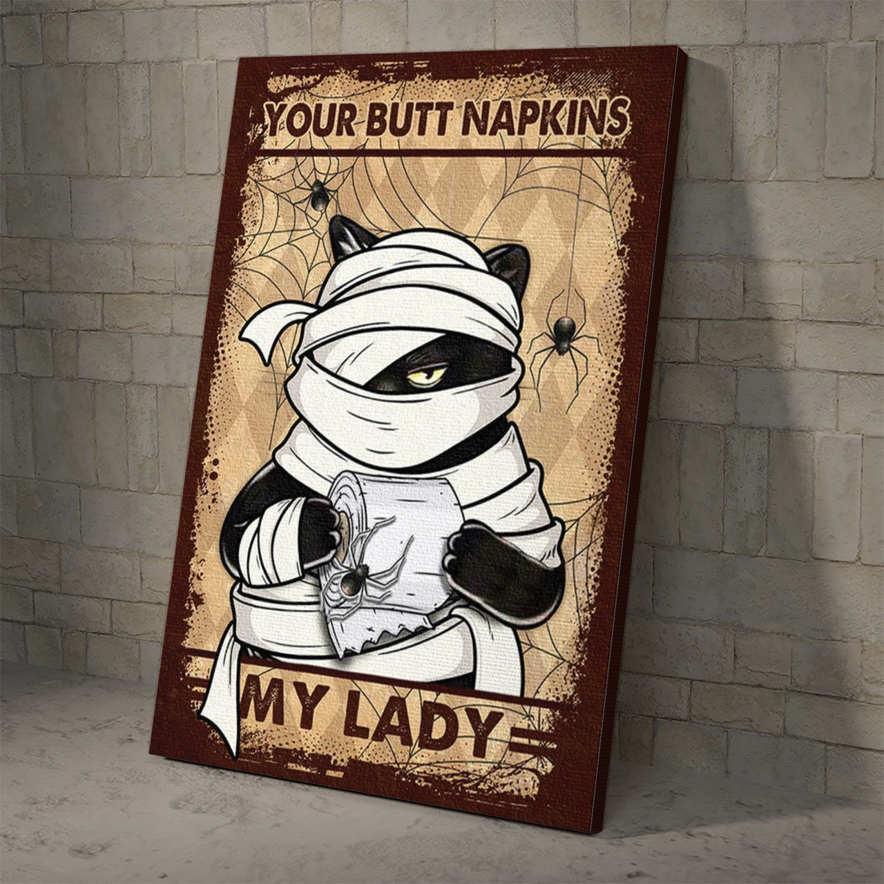 Canvas Black Cat Mummy Your Butt Napkins My Lady Halloween Poster