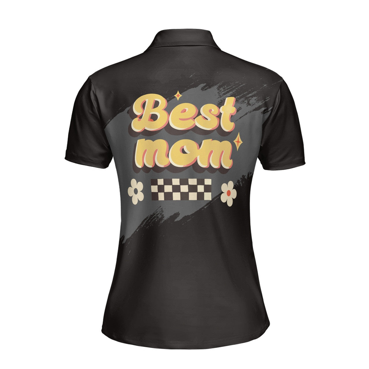 Custom Polo Shirt Name Best Mom Floral Sparkle Black For Mom Adult