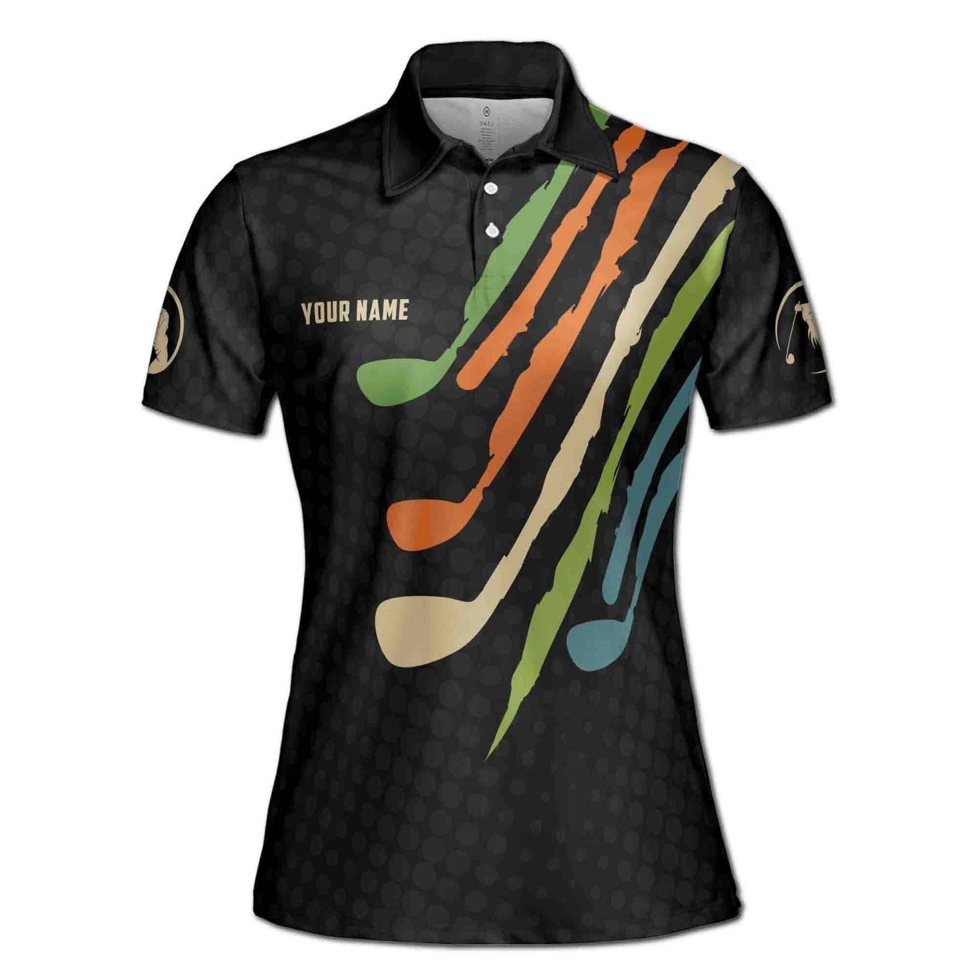 Custom Golf Polo Shirt Name Black Vintage Swing Swear Drink Repeat Golf Adult