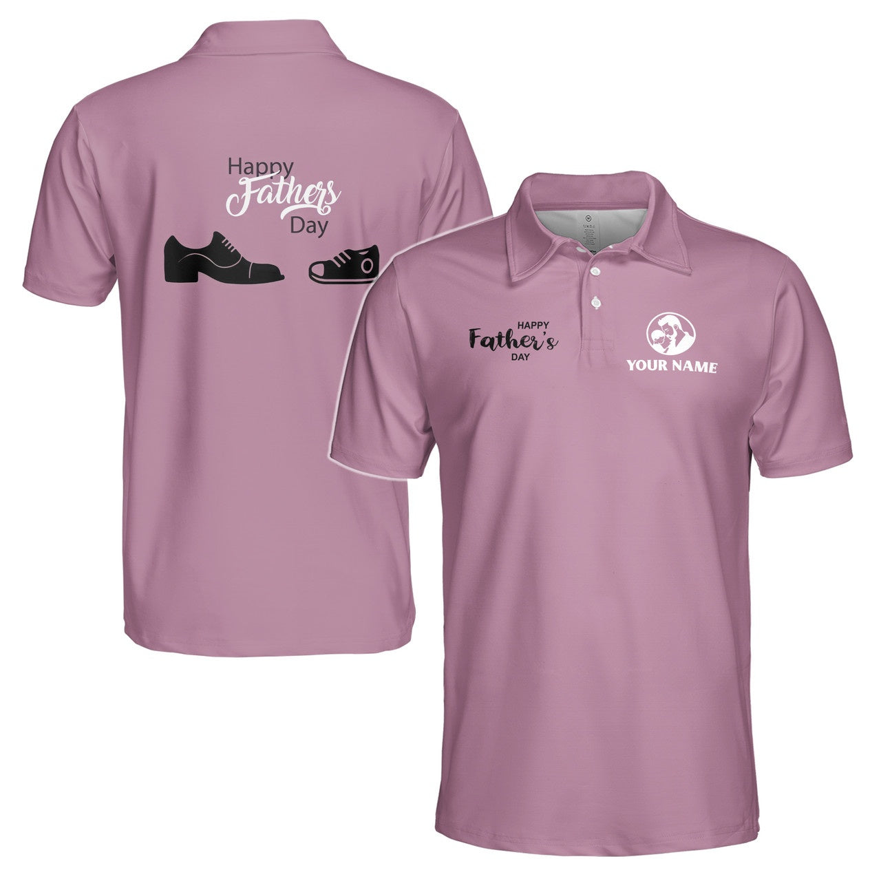 Custom Polo Shirt Name Dad Child Shoes Violet 3D Adult