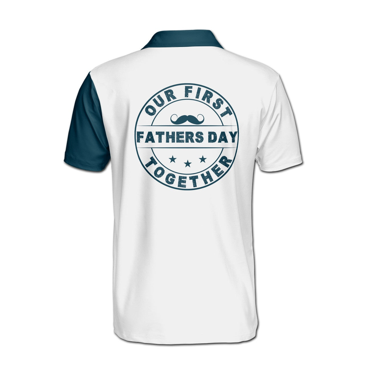 Custom Polo Shirt Name Dad Our First Together White Dark Cyan 3D Adult
