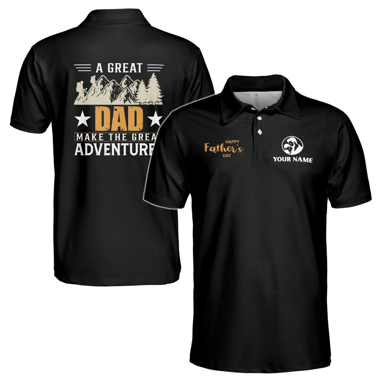 Custom Polo Shirt Name Great Dad Great Adventure Black 3D Adult