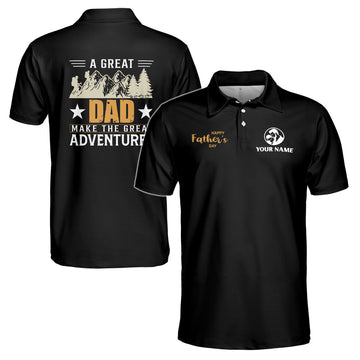Custom Polo Shirt Name Great Dad Great Adventure Black 3D Adult