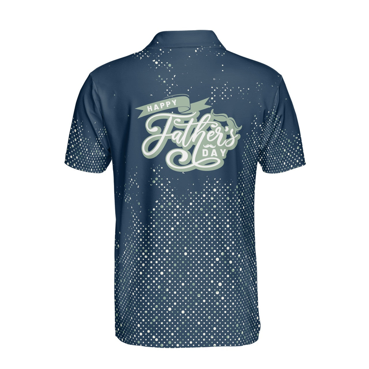 Custom Polo Shirt Name Happy Dad Child Dots Pattern Dark Blue 3D Adult
