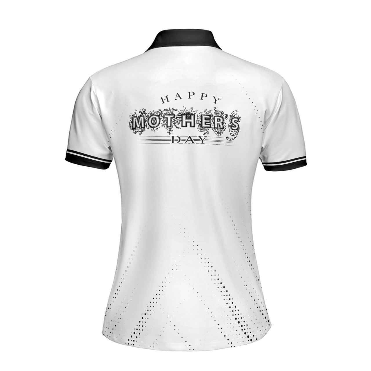 Custom Polo Shirt Name Happy Mom Baby Dots Pattern White For Mom Adult