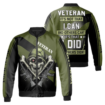 Custom Bomber Jacket Name Veteran Skulls I Did Other Didnt Black Green Adult
