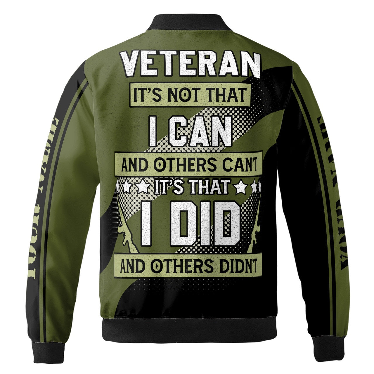 Custom Bomber Jacket Name Veteran Skulls I Did Other Didnt Black Green Adult