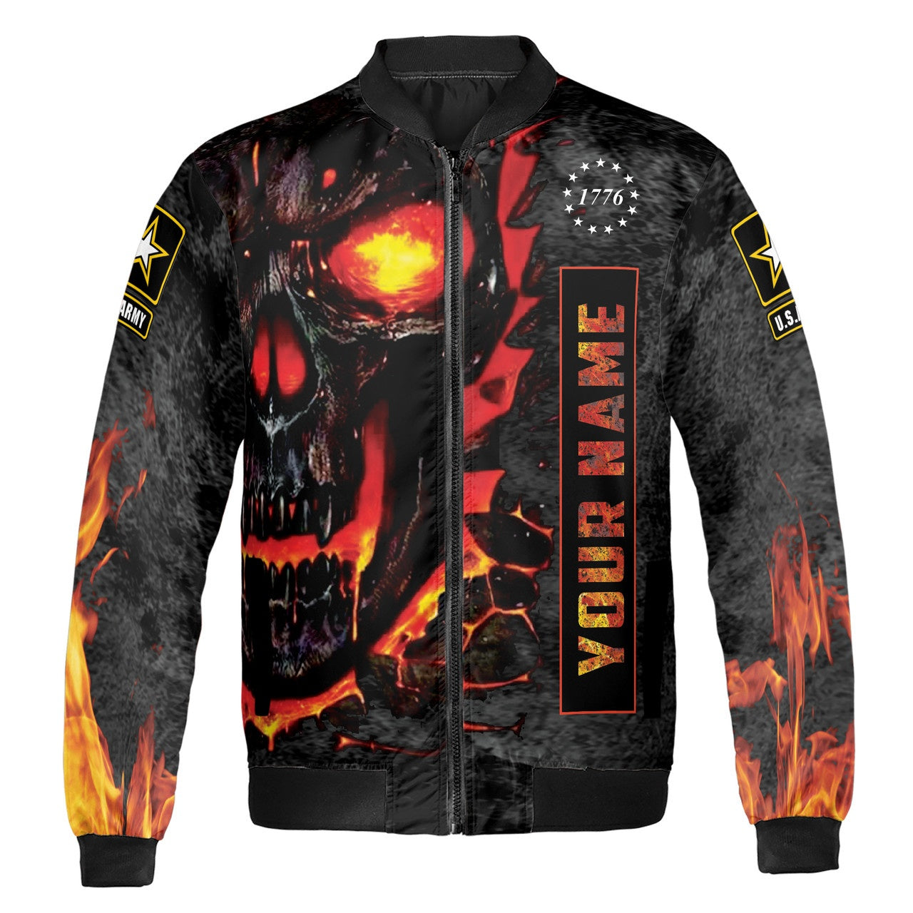 Custom Bomber Jacket Name Veteran Your First Mistake Skull Us Army Black Adult