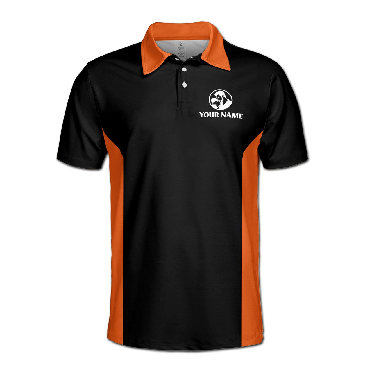 Custom Polo Shirt Name Worlds Best Dad Black Orange 3D Adult