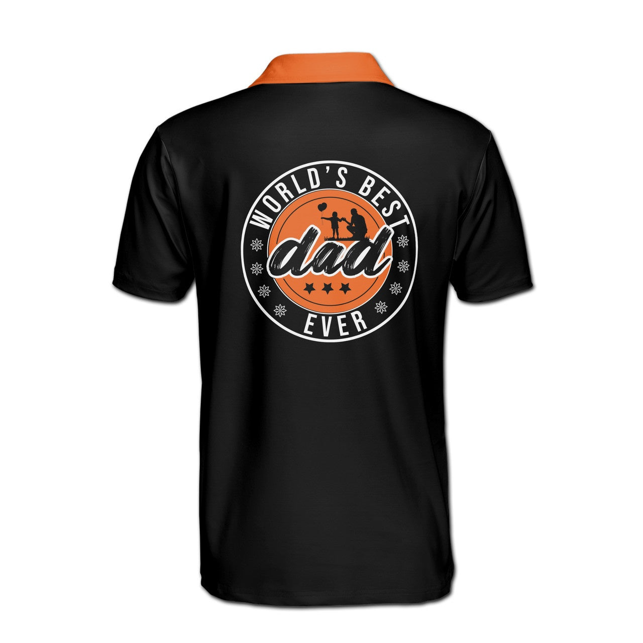 Custom Polo Shirt Name Worlds Best Dad Black Orange 3D Adult