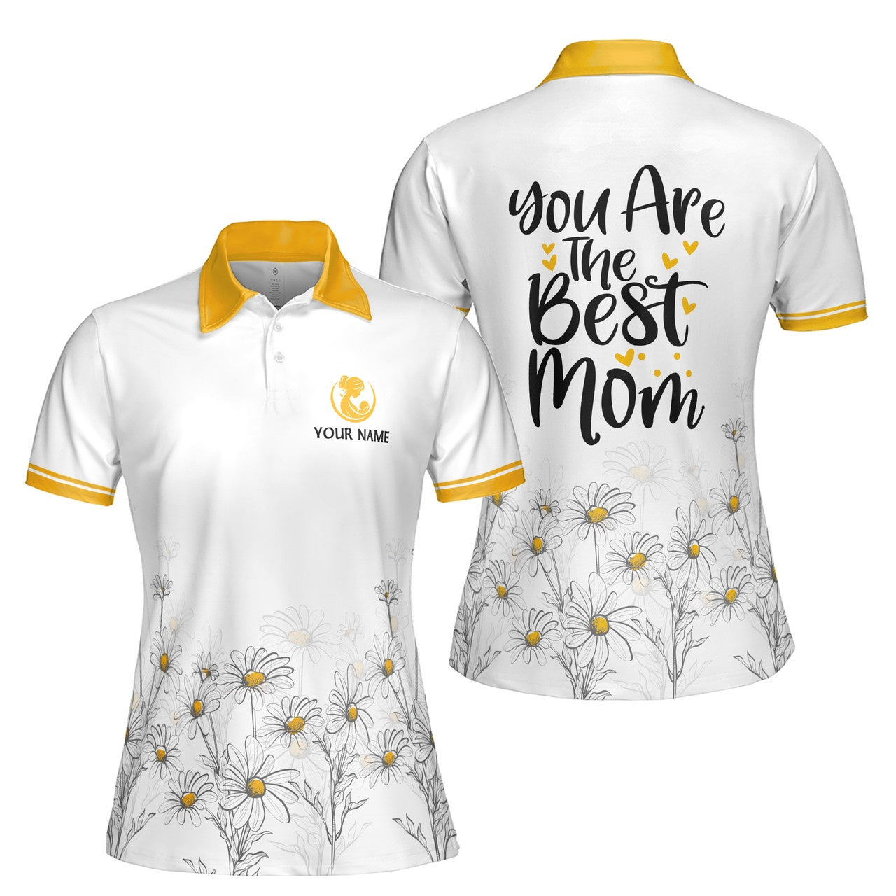 Custom Polo Shirt Name You Are The Best Mom Floral Pattern White Adult