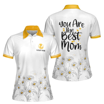 Custom Polo Shirt Name You Are The Best Mom Floral Pattern White Adult