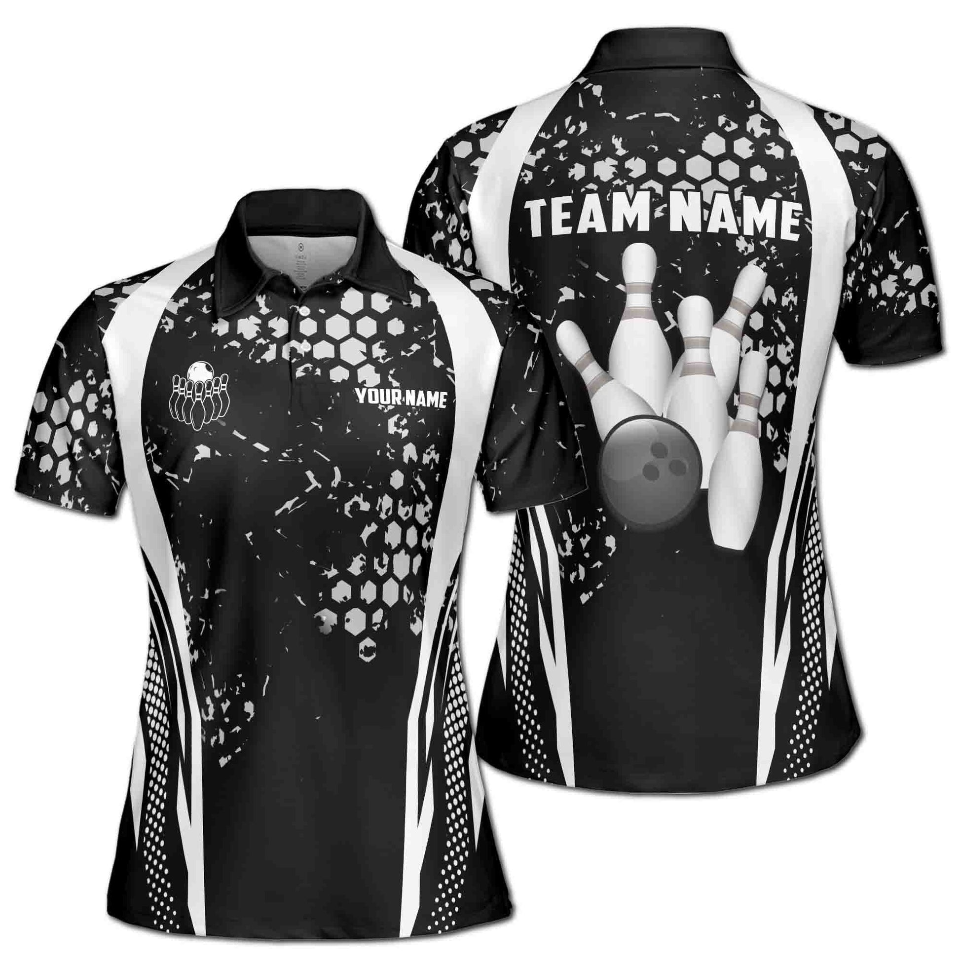 Custom Bowling Polo Shirt Personalized Name Team Black Women