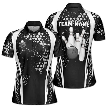 Custom Bowling Polo Shirt Personalized Name Team Black Women