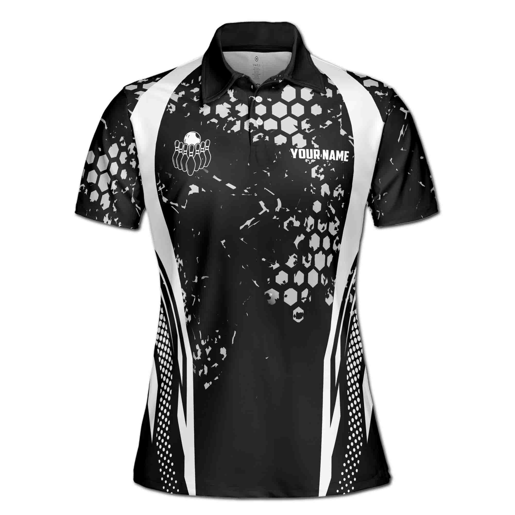 Custom Bowling Polo Shirt Personalized Name Team Black Women
