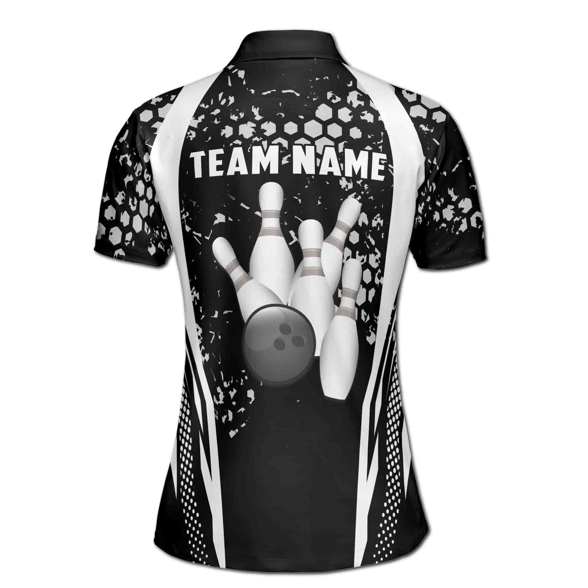 Custom Bowling Polo Shirt Personalized Name Team Black Women