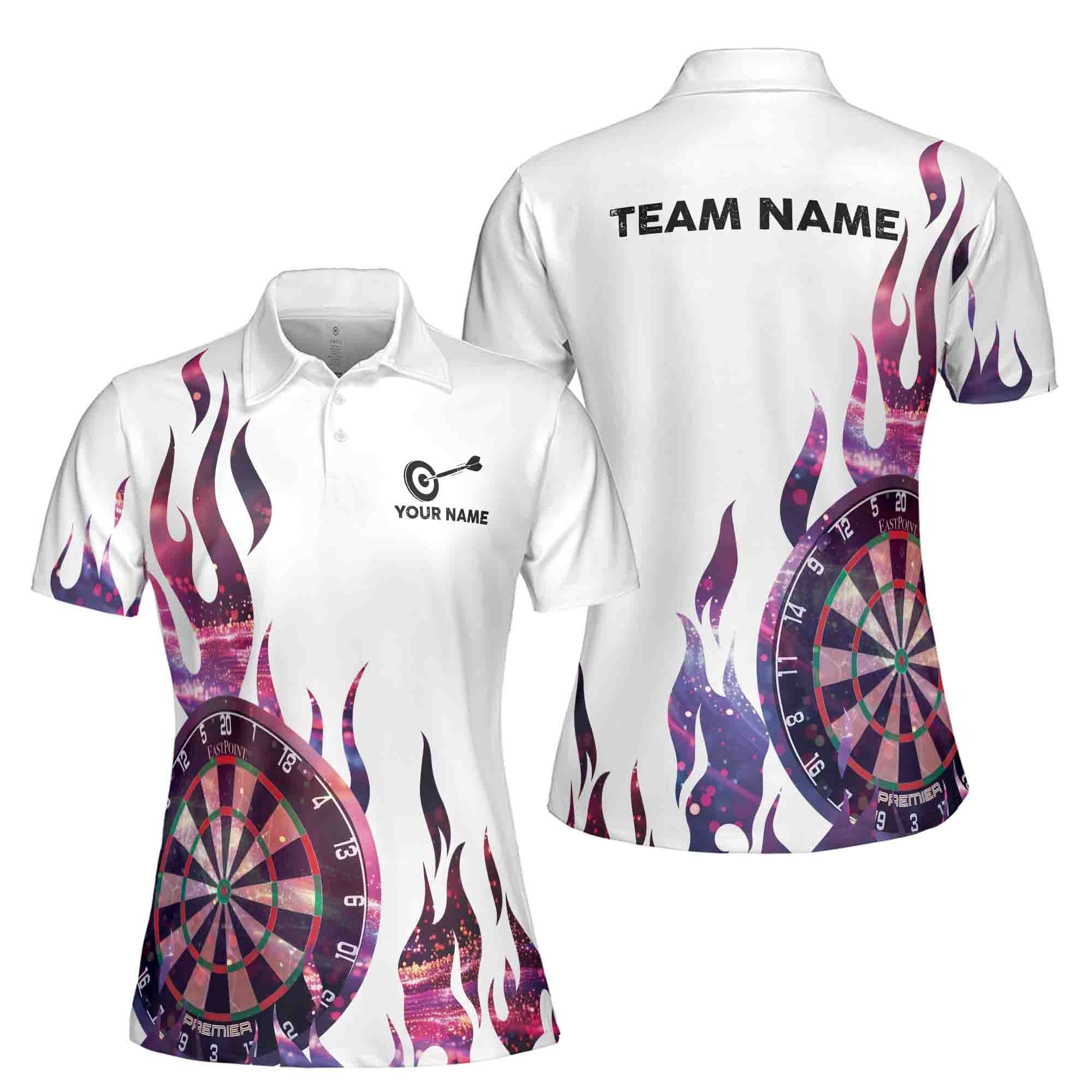 Custom Darts Polo Shirt On Fire Spankle Pattern Adult
