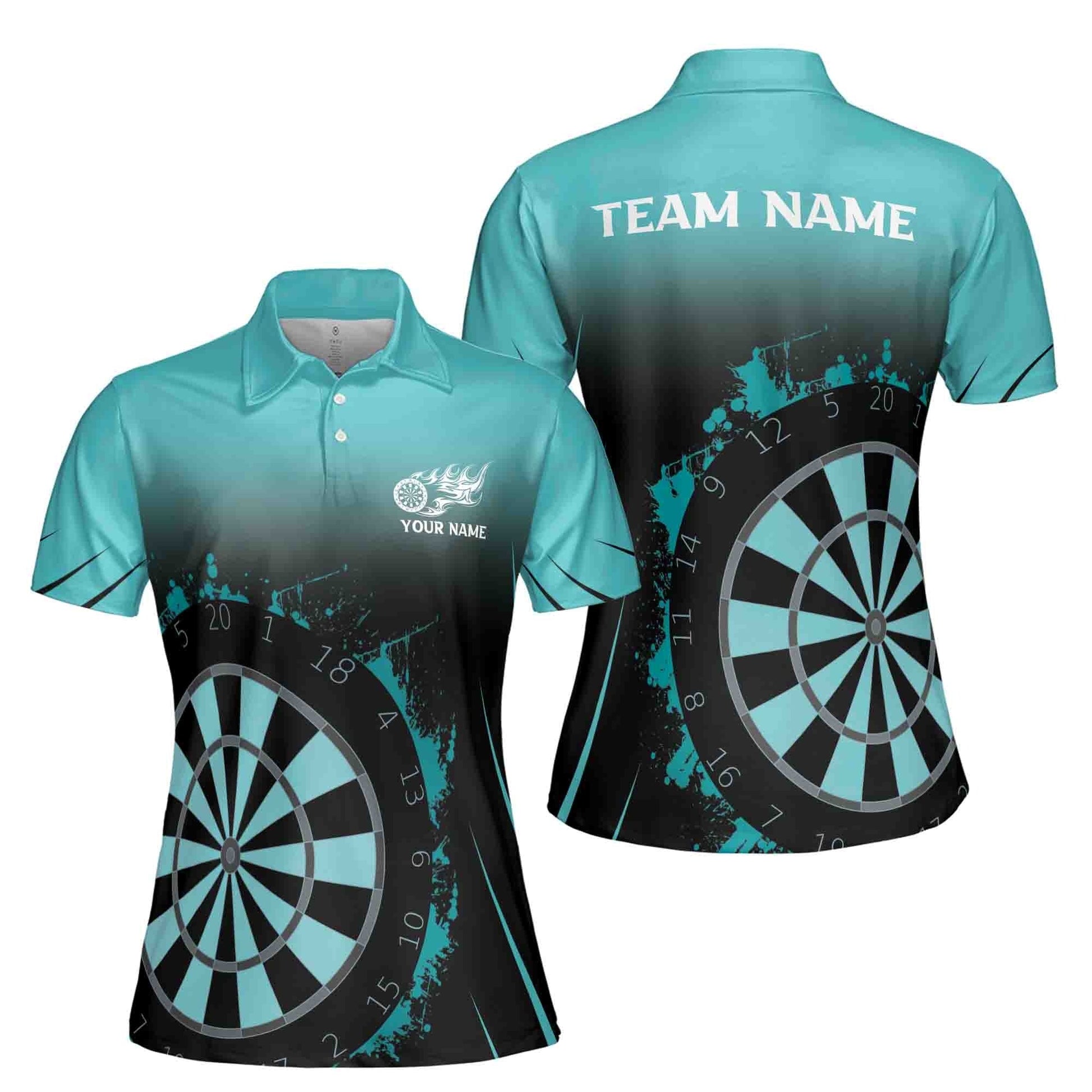 Custom Darts Polo Shirt Teal Blue Team Adult
