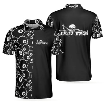 Billiards Polo Shirt Dead Stroke Skeleton 8 Ball Short Sleeve Best Adult