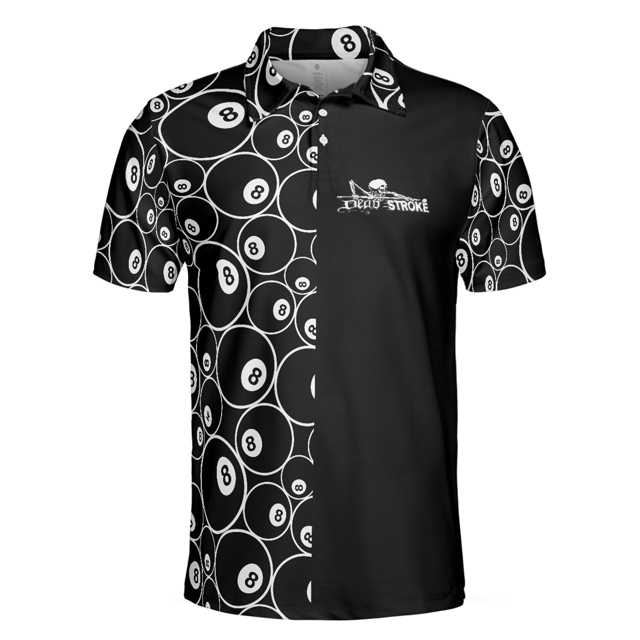 Billiards Polo Shirt Dead Stroke Skeleton 8 Ball Short Sleeve Best Adult