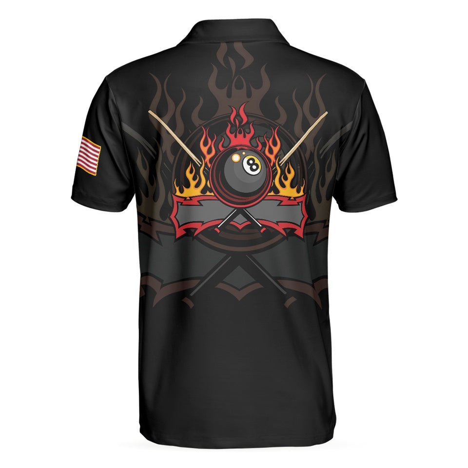 Billiards Polo Shirt Flame 9 Ball American Flag Shirt Gift For Players Adult