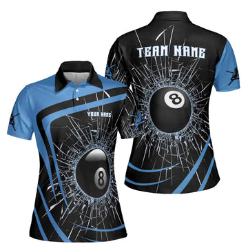 Custom Billiards Polo Shirt Broke Glass Break 8 Balls Adult