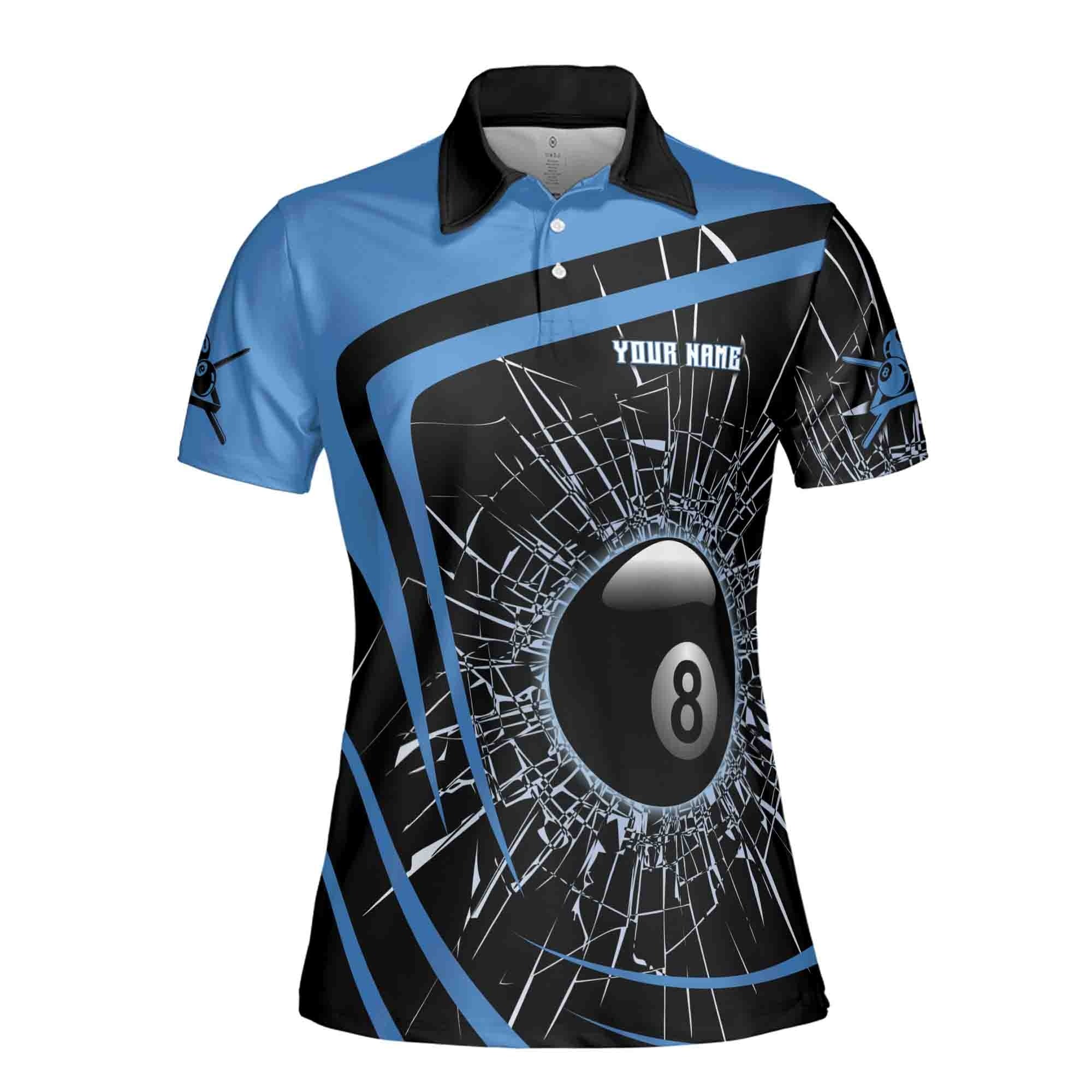 Custom Billiards Polo Shirt Broke Glass Break 8 Balls Adult