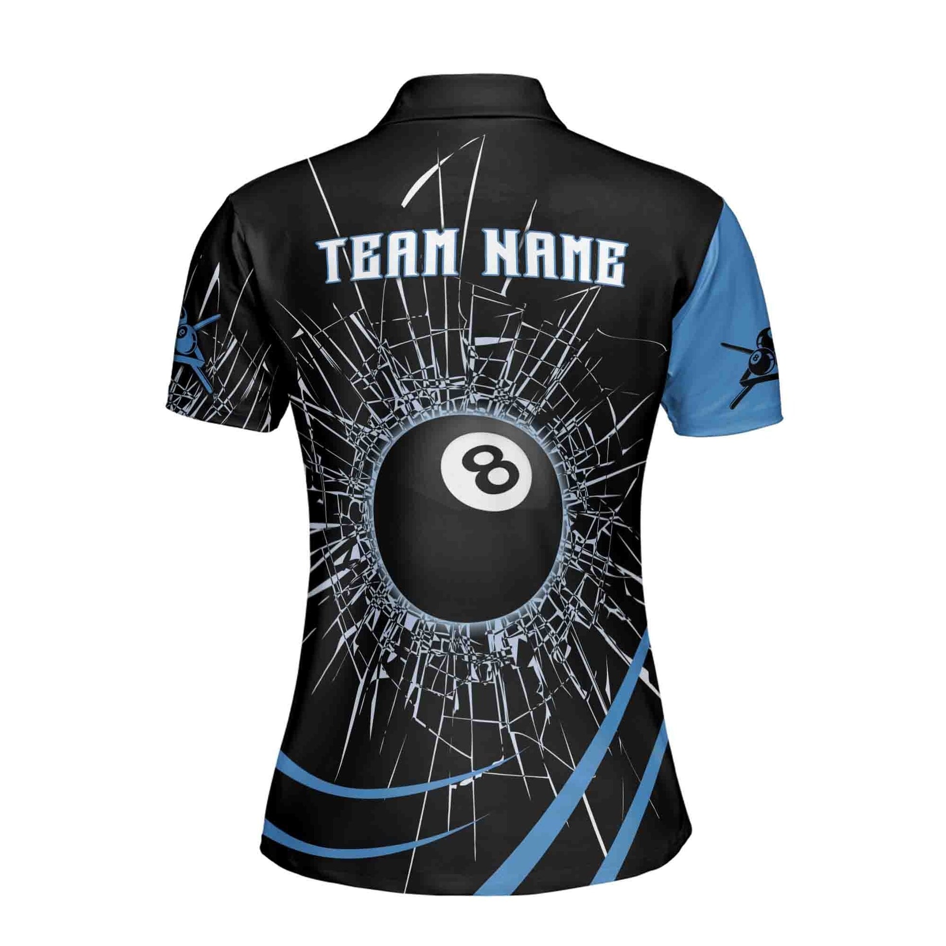 Custom Billiards Polo Shirt Broke Glass Break 8 Balls Adult