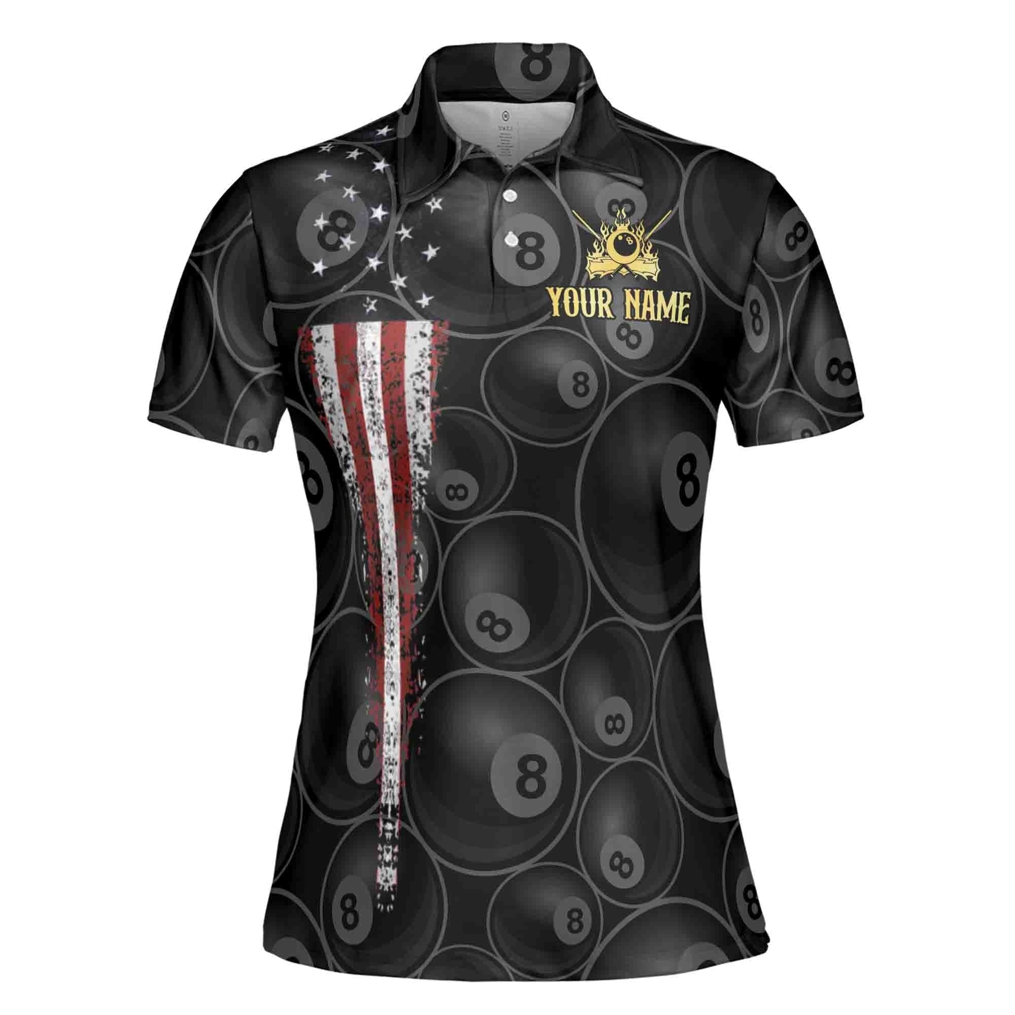 Custom Women Billiards Polo Shirt - 8 Balls Pool Club
