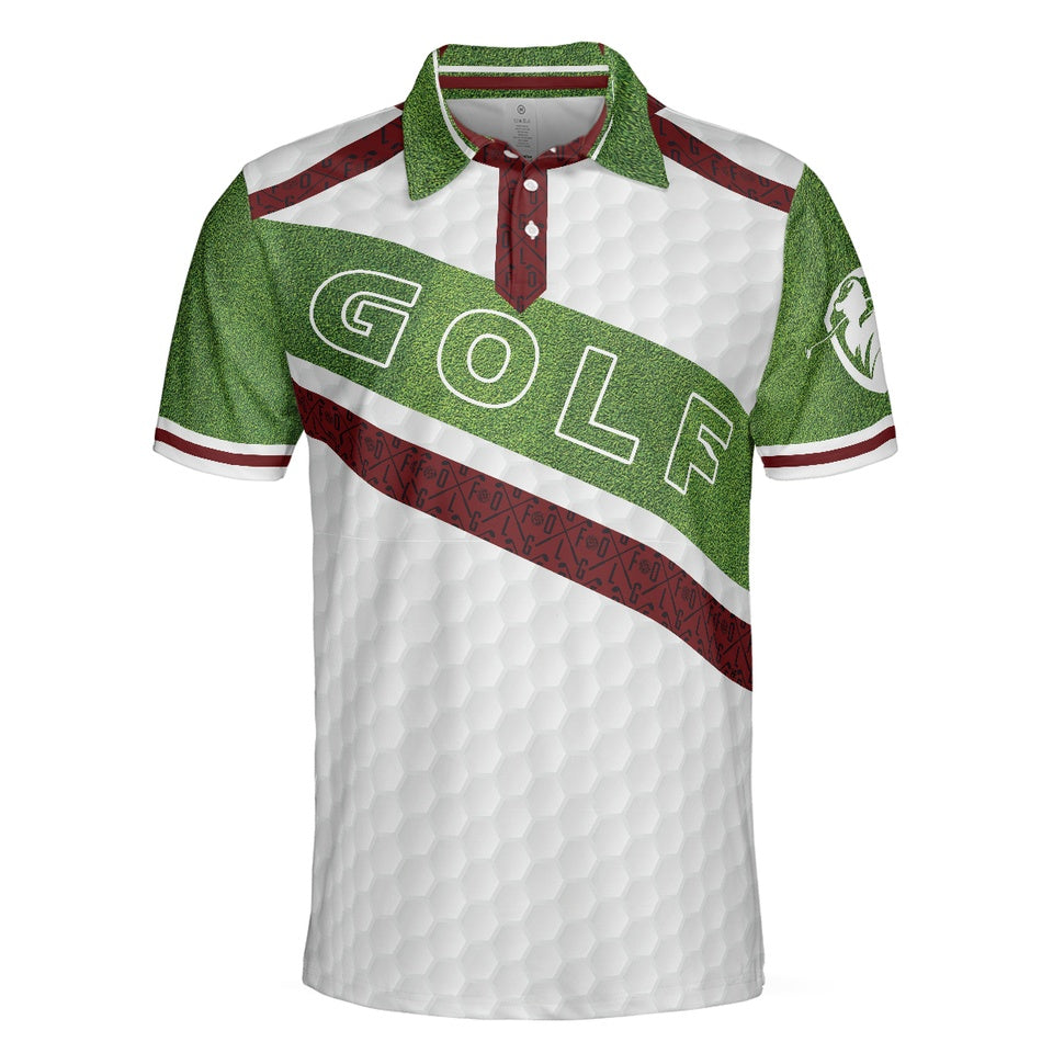 Golf Polo Shirt White And Green Golfer Unique Gift For Golfers Adult